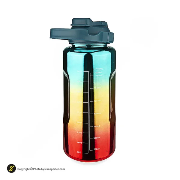 % قمقمه ورزشی نی دار REFILL 2000cc | سبز/قرمز
